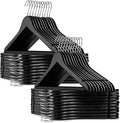 Casafield - 40 Black Wooden Suit Hangers - Premium Lotus Wood with Notches & Chrome Swivel Hook for Dress Clothes, Coats, Jackets, Pants, Shirts, Skirts