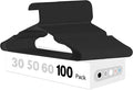 InfiniPower 100 Pack Plastic Hangers, Space Saving Slim Clothes Hangers with Non-Slip Shoulder Notches, for Coats, Sweater, Shirts, Pants, Black