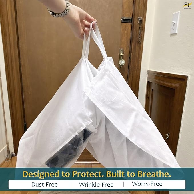 65" Garment Bags for Hanging Clothes, Pack of 3 Suit & Dress Covers for Storage and Travel, Long Gown Bags with Zipper, Classic White