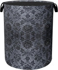 Black Damask Flower Laundry Basket - Large Laundry Hamper with Handles, Space Saving Foldable Design for Nursery