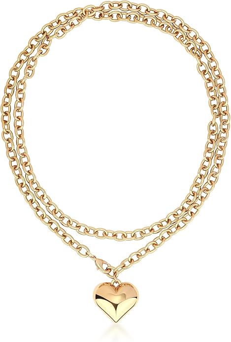 Chunky Gold Necklace for Women Gold Evil Eye Cowboy Pendant Necklace Dainty Paperclip Chain Vintage Luck Amulet Choker Necklaces Celestial Jewelry Gift