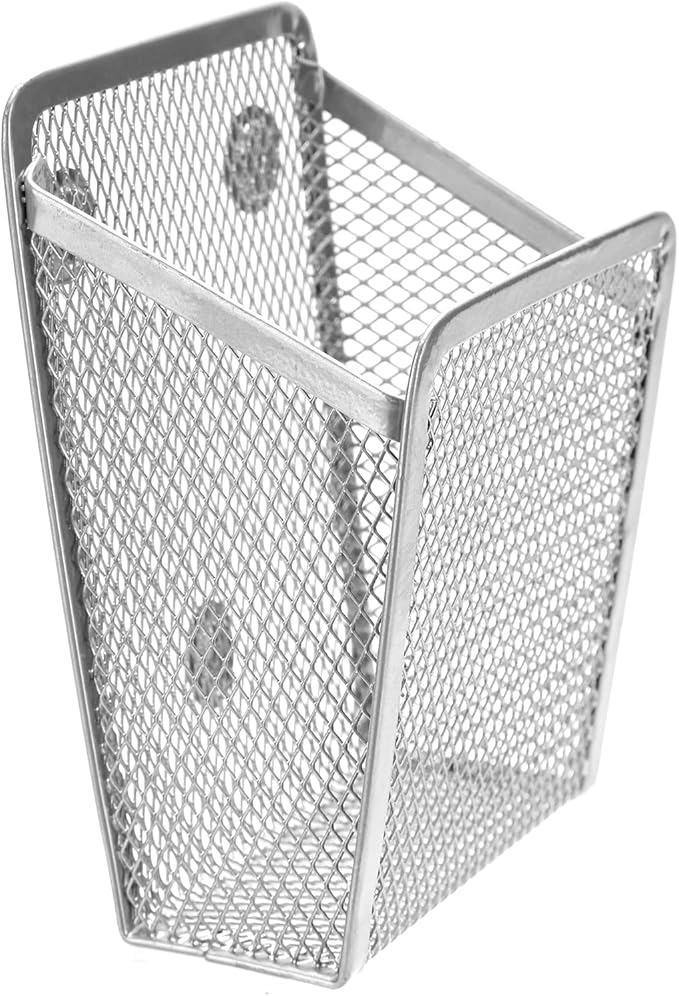 Magnetic Pencil Holder,Mesh Stainless Steel Pen Basket, Metal Writing Utensil Storage Organizer for Whiteboard,Blackboard,Kitchen, Locker, Home, or Office