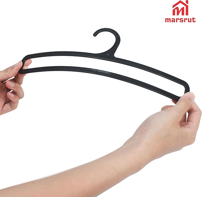 50 Packs Tea Towel Display Hanger, 10.7" Long Multifunctional Plastic Hangers Storage Racks for Hanging Storing Legging Sock Scarf Clothes Ties Belts Scarves Retail Wardrobe Shawls Rings-Black