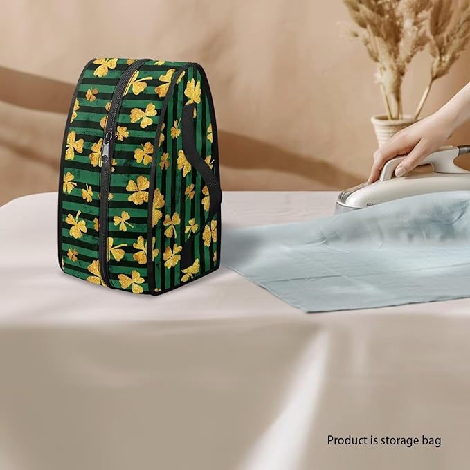 Gold Shamrock Portable Iron Storage Bag Dustproof Bags for Travel Mini Steam Iron Universal for Most Irons Home Decoration,Easy to Carry(Bag Only)