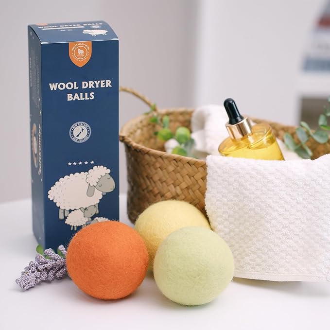 Wool Dryer Balls Handmade 3 Pack XL,Organic Laundry Dryer Balls,100% New Zealand Wool Natural Fabric Softener,Reusable 1000 Loads,Wrinkles Free, Shorten Drying Time,Baby Safe (3 Pack,Winter Sunshine)