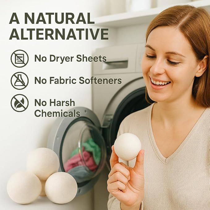 Laundry Wool Dryer Balls | Natural Fabric Softener – Reusable, Eco-Friendly, Reduces Drying Time – Wool Balls Replaces Dryer Sheets - 3 XL Pack - Laundry Balls for Dryer (3 Pack)