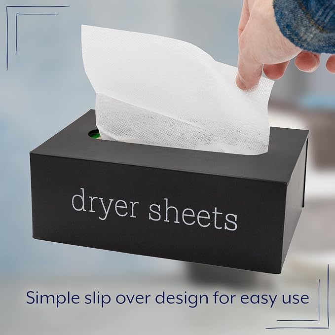 AuldHome Design Farmhouse Dryer Sheet Dispenser (Black); Countertop Enamelware Fabric Softener Sheet Holder for Laundry Room