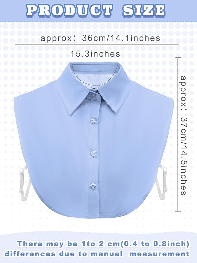 Tatuo 2 Pieces Fake Collar Detachable Collar for Women Shirts Dickey Half False Blouse Dickey