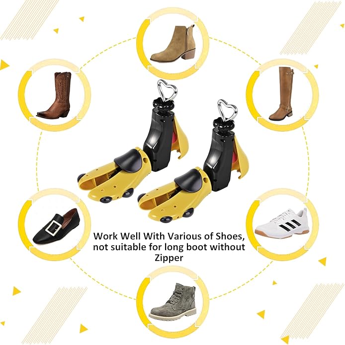 2PCS Professional Boot Shoe Stretcher Wide Feet for Men Women, Shoe Expander Widener Adjustable Length & Width