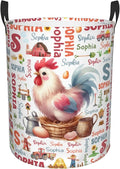 Personalized Farm Chicken Laundry Basket For Baby Kids Boys Girls Adult Custom Hamper Basket With Name For Bathroom Bedrooms Collapsible Baby Laundry Basket, Dirty Clothes Hamper With Handles