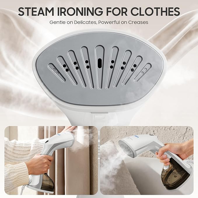 Lollair Steamer for Clothes, 20S Heat-up,1200W, 250ml,13-Vent Design for Strong Steaming, 2-in-1 Steamer & Iron, Handheld for All Fabrics, Garment Wrinkle Removal, Portable & Travel-Ready (ONLY 120V)