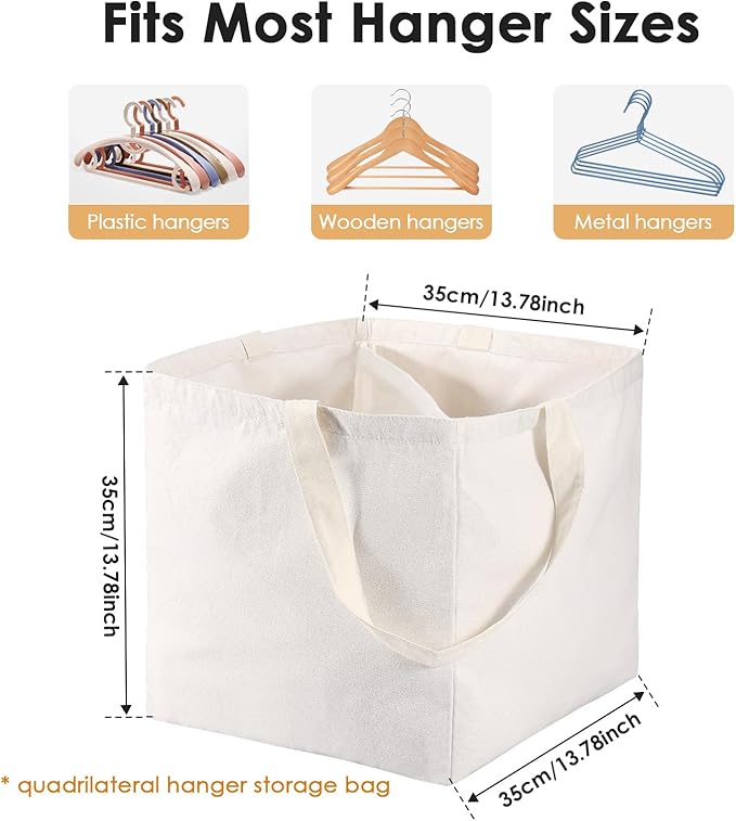 Hanger Storage Bag, Clothes Hanger Organizer Holder for Space Saving, Hanger Triangle or Square Storage Bag with Handles for Closet Drying Rack (1, Square)