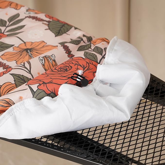 Ironing Board Cover and Pad 15x54, Iron Board Cover with 6mm Thick Felt Padding, Drawstring, Hook and Loop Fasteners, Floral Printed