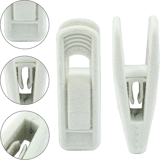Hordion 60Pcs Ivory Velvet Hanger Clips, Strong Finger Clip Non-Slip Pants Hangers Velvet Clips for Thin Felt Hangers