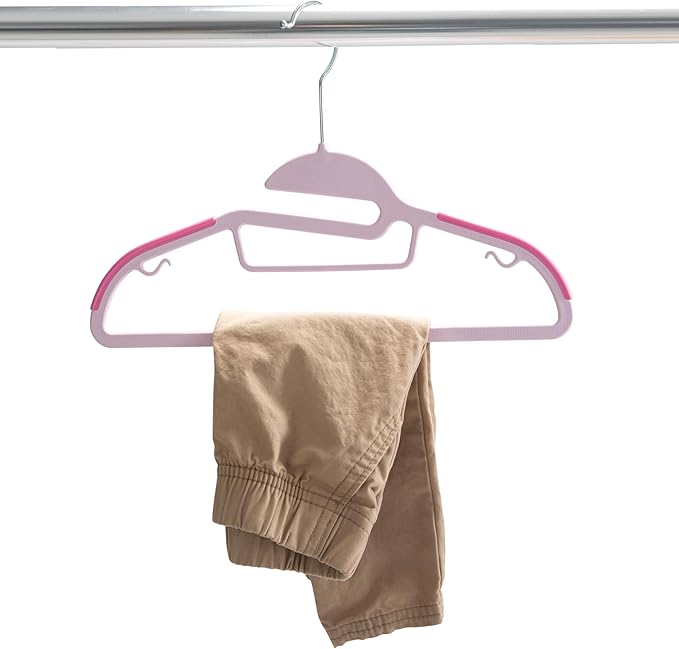 Simplify Kids 12 Pack Collar Ultimate Hangers, Non Slip Slim Space Savers, No More Stretching Baby Clothes, Pink, 3229-PINK