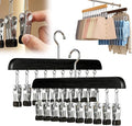 Closet Organizer with 10 Clips, Legging Organizer for Closet, Leggings, Jeans, Hats, Shorts, Socks, 360° Rotating Space Saving Hanging Clothes (Black 10 Clips, 2Pcs)