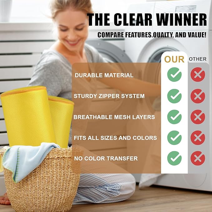 Shoe Washing Machine Bag, Laundry Shoe Bag for Washer and Dryer, Yellow Sandwish Mesh, 2L(8x15in)