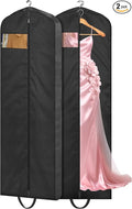 MISSLO 72" Wedding Dress Garment Bag Waterproof Garment Bags for Travel for Women Dress Bags for Gowns Long for Closet Storage 2-Pack, Black