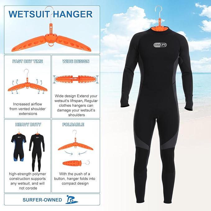 Wetsuit Hanger, Gimilife Surfing & Scuba Diving Accessory, Perfect to Dry Wetsuit Drysuit Life Jacket or BCD, Quick Dry Foldable & Vented Dryer for Wetsuite Dry Suit（1 PCS ）