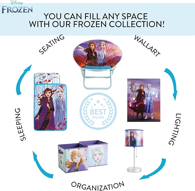 Frozen 2 Pop-Up Hamper for Kids,Laundry Hamper with Anna & Elsa Design, Durable Mesh Fabric & Carry Handles, 21”H x 13.5”W, Collapsible Storage for Bedroom or Playroom