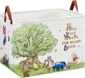 Bear Nursery Decor Storage Basket Foldable With Waterproof PE Coating, Square Large Canvas Laundry Hamper,Diaper Bag Baskets for Kids,Boys and Girls, Bathroom, Bedroom, Clothes,Toy Bin（White）