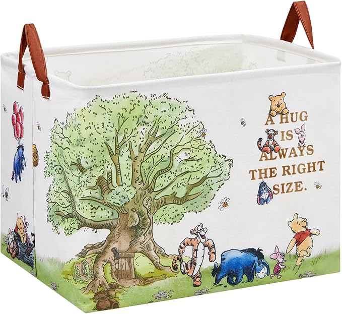 Bear Nursery Decor Storage Basket Foldable With Waterproof PE Coating, Square Large Canvas Laundry Hamper,Diaper Bag Baskets for Kids,Boys and Girls, Bathroom, Bedroom, Clothes,Toy Bin（White）