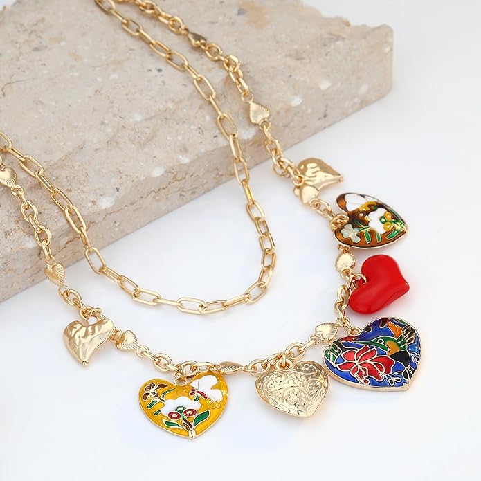 Chunky Gold Necklace for Women Gold Evil Eye Cowboy Pendant Necklace Dainty Paperclip Chain Vintage Luck Amulet Choker Necklaces Celestial Jewelry Gift