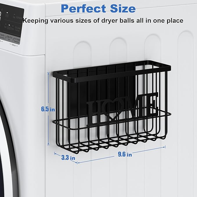 Thipoten Dryer Ball Holder, Magnetic Dryer Ball Storage for Laundry Room, Perfect Space Saver for Holding Dryer Balls of Various Sizes (Black)