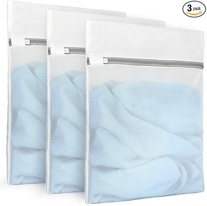 Muchfun 3Pcs Durable Fine Mesh Laundry Bags for Delicates 12 x 16 Inches (3 Medium)