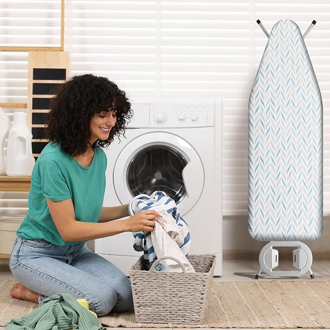 BNDX Ironing Board Cover with Padding for College Students - 15x54 Inch Thick 2 Click Buckles Household Moms Bedrooms, High Heat Resistance Eco-Friendly Material Easy-to-Use - Verdant Calm