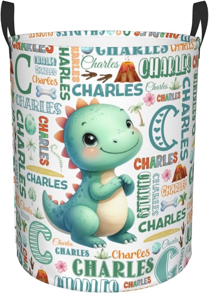Personalized Dinosaur Laundry Basket For Baby Kids Boys Girls Adult Custom Hamper Basket With Name For Bathroom Bedrooms Collapsible Baby Laundry Basket, Dirty Clothes Hamper With Handles