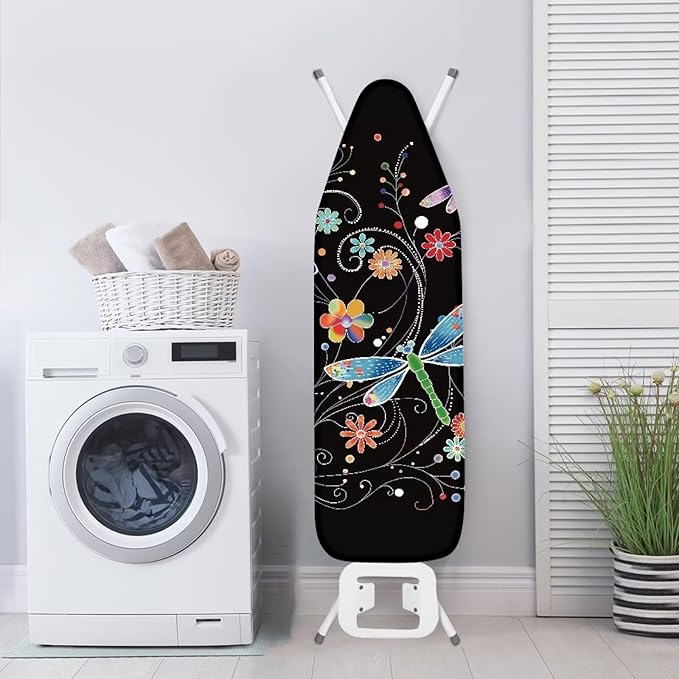Ironing Board Cover Extra Wide Table Top Ironing Board Cover Standard Size Ironing Accessories Heavy Duty Thick Cover-Dragonfly Flower