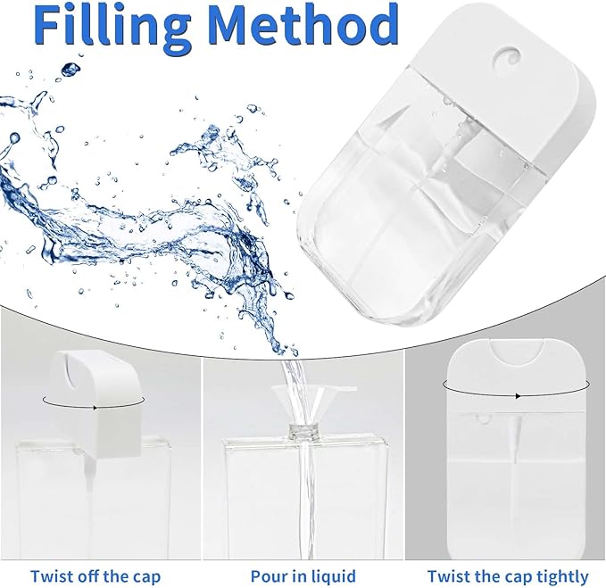 5 PCS Clear Spray Bottles, Portable Card Spray Bottles, 50 ML Refillable Plastic Perfume Atomizer Vials, Suitable Perfume, moisturizing water, hand sanitizer