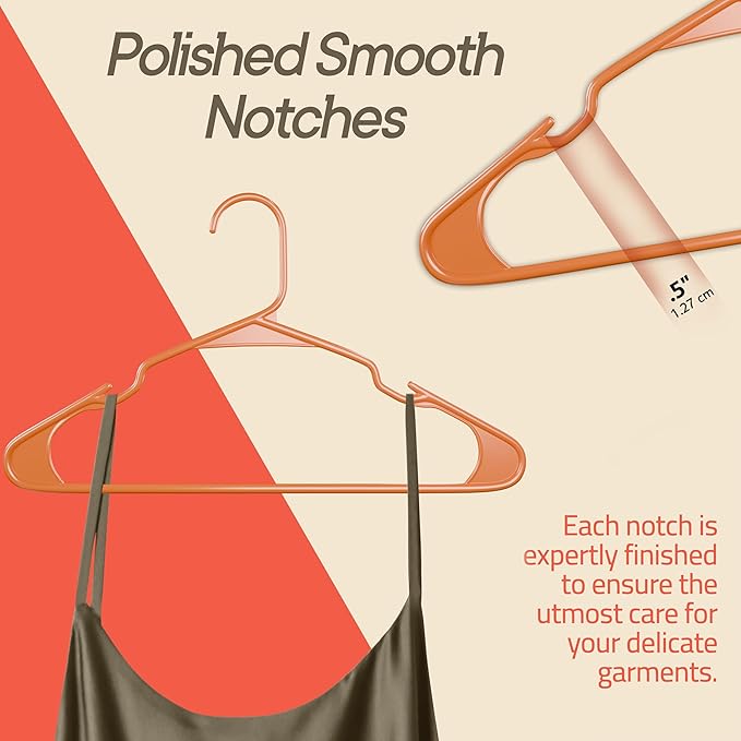 Plastic Clothes Hangers – Heavy Duty Hanger Set, for Organizing Clothes, Dresses, and Coat, Holds Up to 5 lbs, Space-Saving Hangers with Non-Slip Shoulder Grooves, Pack of 20, Orange