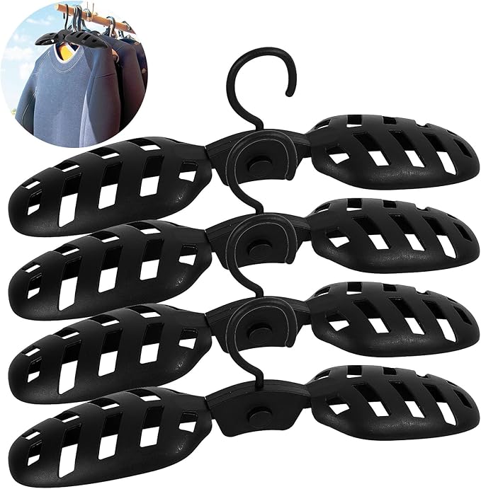 Maitys 4 Pcs Foldable Wetsuit Hanger Fast Dry Surfing Suit Hangers Folding Vented Hanger for Men Women Suit Diving Accessories