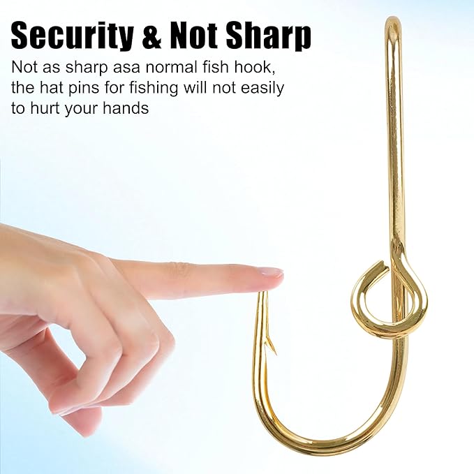 10PCS/20PCS Fishing Hook Hat Pins for Hat,Fish Hook Hat Clip for Hat Tie Clasp Fashion Trend Hat Decoration Gold Balck