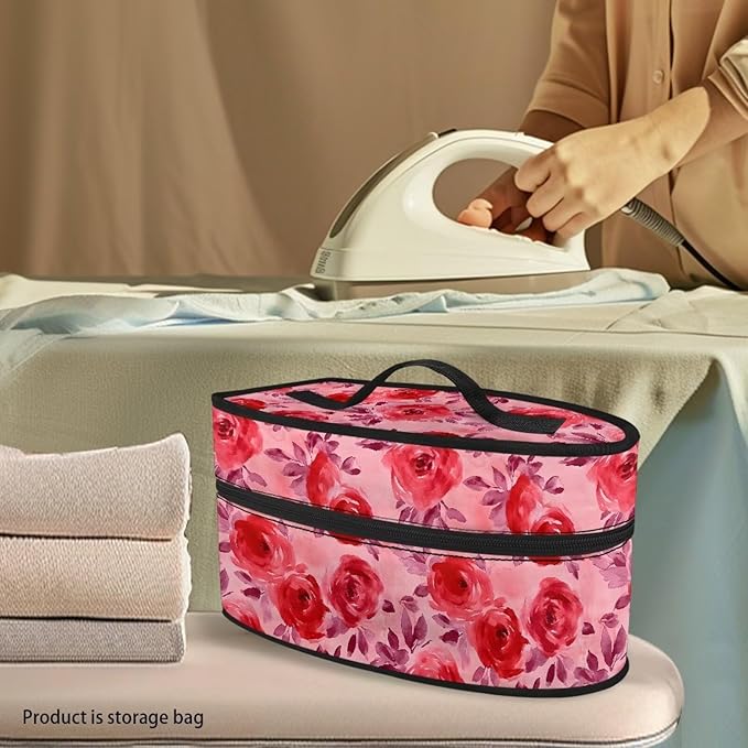 Red Rose Iron Carrying Storage Bags for Travel or Storage Protective Carrying Bags Full Size Iron Tote Bag Fits Most Travel Size Irons