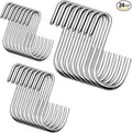 YourGift 24 Pack Heavy Duty S Hooks Silver S Shaped Hooks Hanging Hangers Hooks for Kitchen, Bathroom, Bedroom and Office(24 Pack/Silver/Small+Medium+Large)