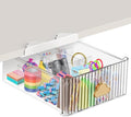 Under Shelf Drawer Pull Out Under Cabinet Storage, Clear Organizer for Closet Shelves with 16 Cells Detachable Divider, Self-Stick Under Table Drawer for Cabinet