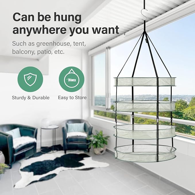 iPower 4-Tier Foldable Collapsible Mesh Clothes Hanging Dryer Drying Rack, Lay fold Flat Dry Hanger for Laundry, Sweater, Swimsuit, Underwear and Toys