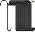 24 Pack 18 Inch S Hooks for Hanging Plants, Heavy Duty Metal Extension Hangers for Bird Feeders Wind Chimes Flower Baskets Black Vinyl Coated Rustproof Garden Hooks