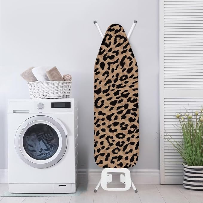 SEANATIVE Brown Leopard Ironing Board Covers and Padding Durable Heat Reflective Iron Board Cover Large Fits All Standard Sizes