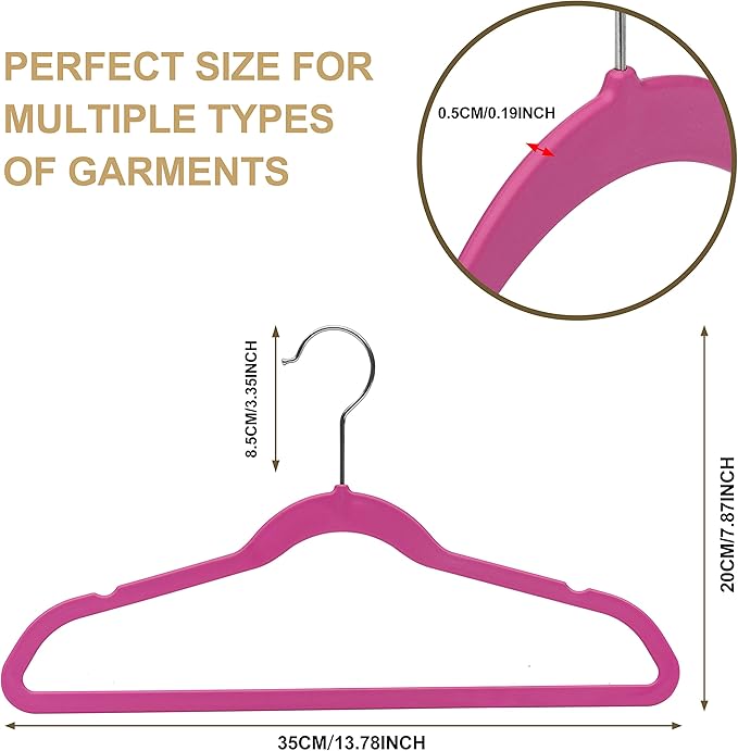 Quality Children's Plastic Non Velvet Non-Flocked Thin Compact Hangers Swivel Hook for Shirts Blouse Coats (Pink, 240)