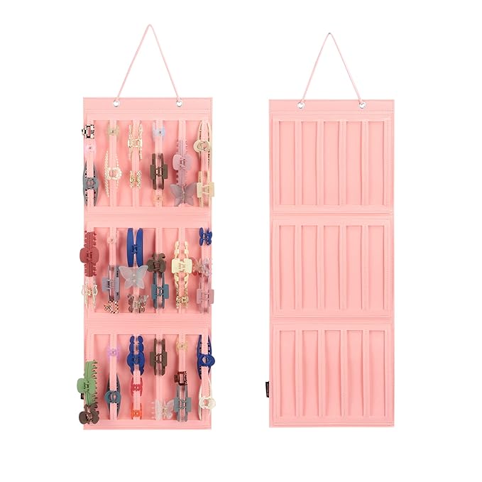 Hanging Claw Clips Holder for Women, Claw Hair Clips Storage Organizer for Lady, Hair Banana Barrettes and Butterfly Jaw Clip Display Stand Holder. (Pink)