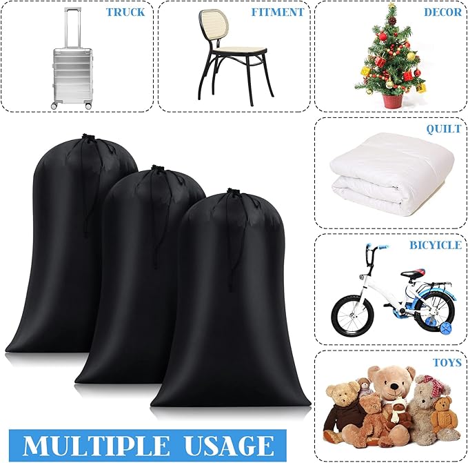 Nuanchu 3 Pcs 40 x 60 Extra Large Laundry Bag Giant Storage Laundry Reusable Multipurpose Bag for Damp Proof Luggage Suitcase Clothes Comforters Furniture Blankets Cover
