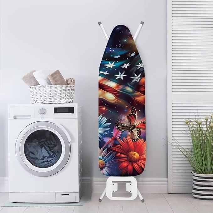 Butterfly 15x54 Ironing Board Cover USA Flag Elastic Edge Applicable Standard Size Iron Board Cover Comfortable Replacement
