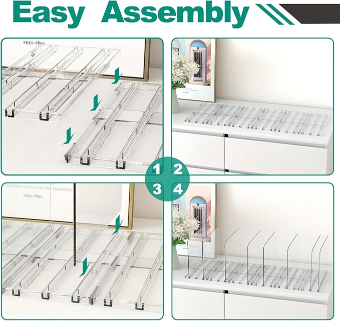 Purse Organizer for Closet, 6 Pack Adjustable Purse Holder for Closet, Plastic Shelf Dividers for Organization, Clear Handbag Clutch Bag Book Storage Organizer in Bedroom, Office