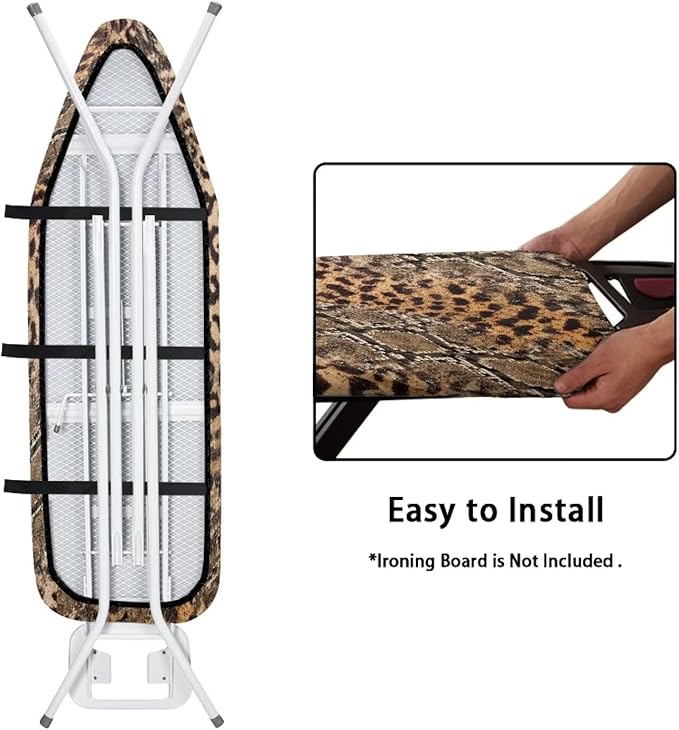 GLENLCWE Wild Leopard Cheetah Print Ironing Board Cover Standard Sizes 15x54 Inch,Stylish Iron Board Cover Replacement Protector with Elastic Edge,Heat Reflective