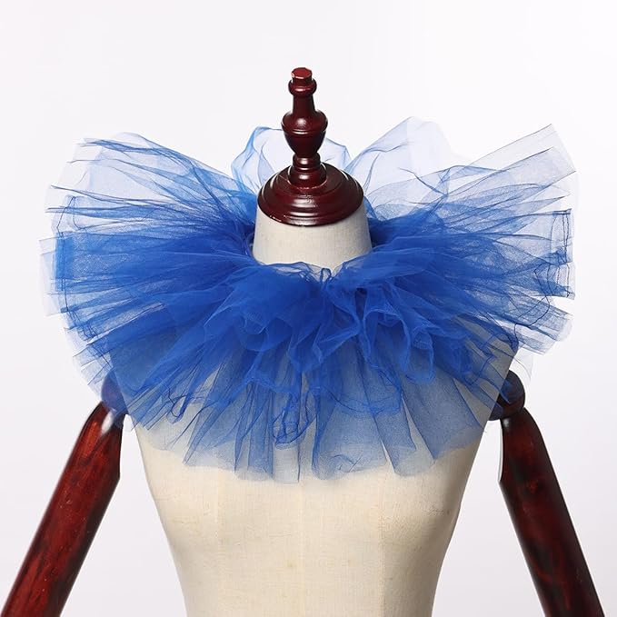 BLESSUME Victorian Retro Mesh Neck Ruff Ruffle Collar Layered Clown Neck Collar