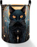 Mystical Black Cat Laundry Basket Hamper for Boys Girls Kids Adults, Foldable Waterproof Oxford Clothes Storage Bin, Gothic Organizer for Bedroom Bathroom Room Decor 19.7"x15.8"
